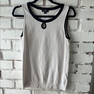 Chic White Tank with Black Trim and Keyhole by Jacob